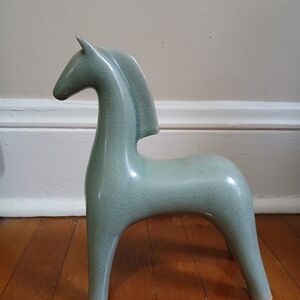 Elegant Ceramic Horse Figurine - Green